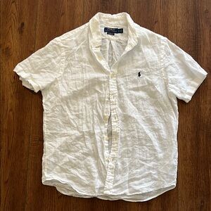 Polo by Ralph Lauren White Casual Button Down Linen Shirt- Size: S - Classic Fit